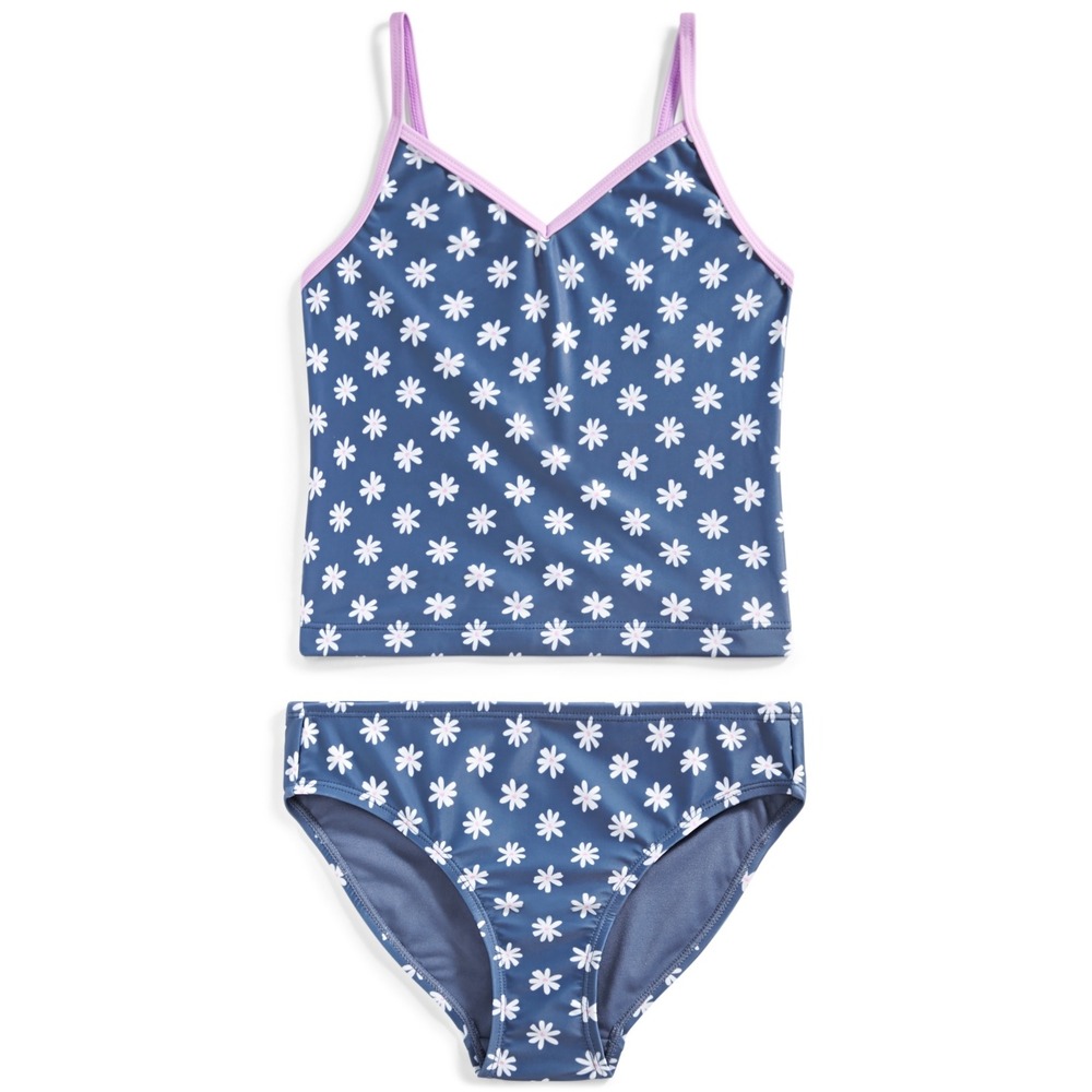 ID Ideology Big Girls Ditsy Daisy Tankini Swimsuit Set - Blue - Size‎ Medium